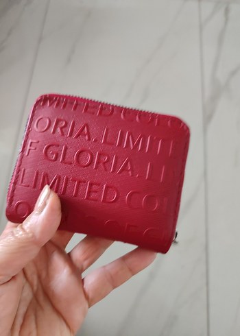 Renkli Baskılı Fermuarlı Kırmızı Deri Kadın Cüzdan