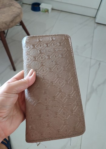 Bej Deri Kadın Cüzdanı, Fermuarlı