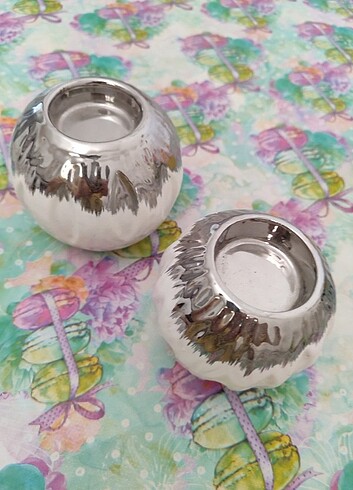 Diğer MUMLUK HİÇ KULLANMADİM HEDİYE GELDİ PLATİN RENK BÜYÜK ÇAP 9 CM K