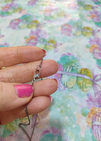 Turkuaz Nakışlı Dantel Bohem Kolye - Görsel 5