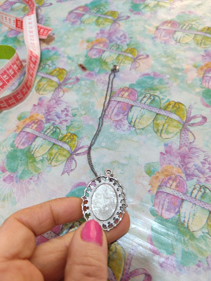 Turkuaz Nakışlı Dantel Bohem Kolye - Görsel 3