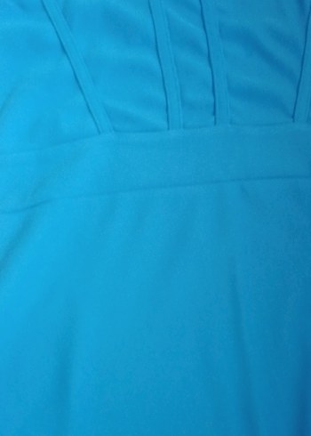 Mavi V Yakalı Kolsuz Kalem Elbise - Görsel 3