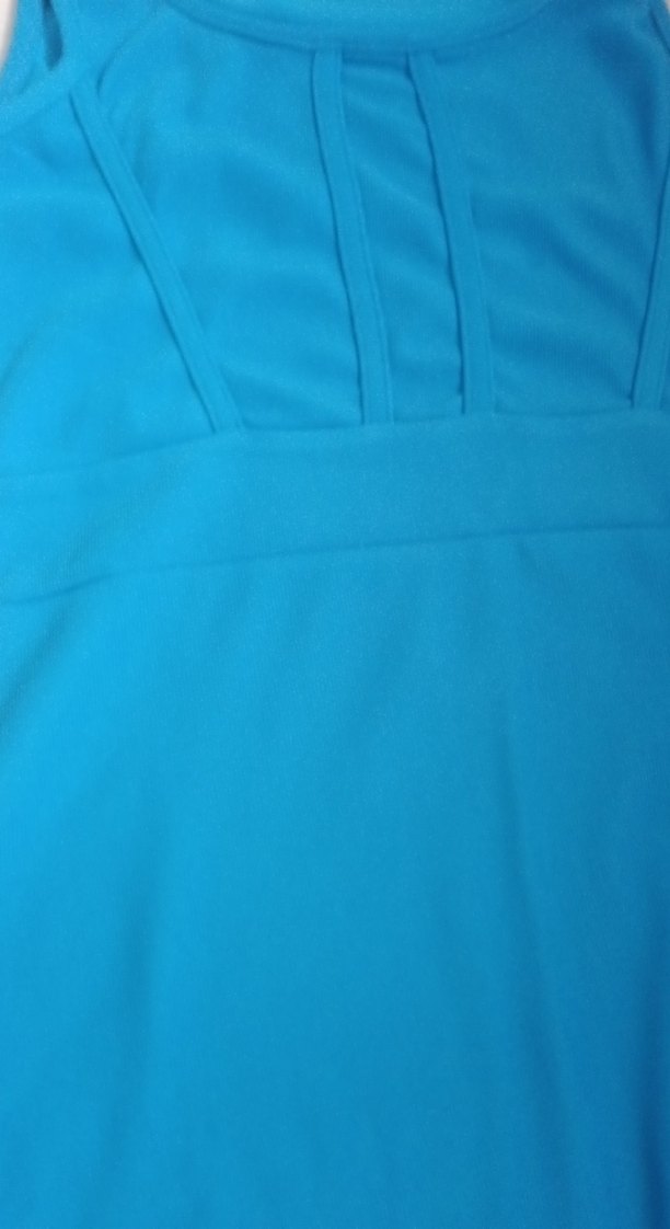 Mavi V Yakalı Kolsuz Kalem Elbise - Görsel 3