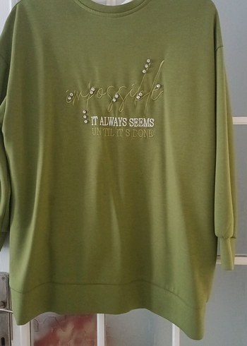Yeşil Payetli Kadın Sweatshirt