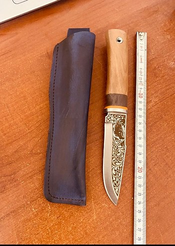 gravür desenli liner Ahşap desenli kılıflı Kamp bıçağı