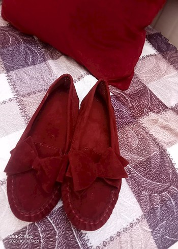Bordo Süet Fiyonklu Kadı Dolgu Topuk Babet
