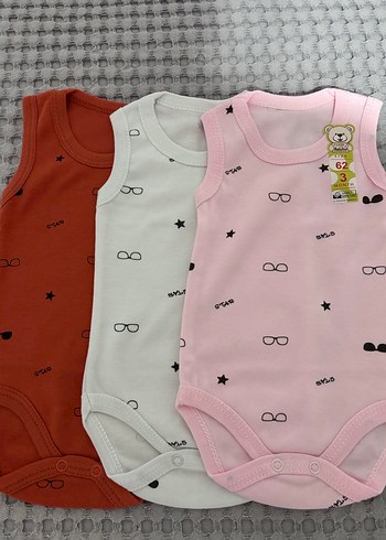 3 aylık 62 cm. Kolsuz Bebek Kız Body, Renkli Baskılı