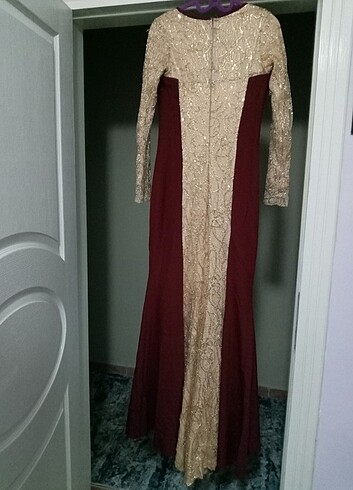 s Beden Bordo balık abiye