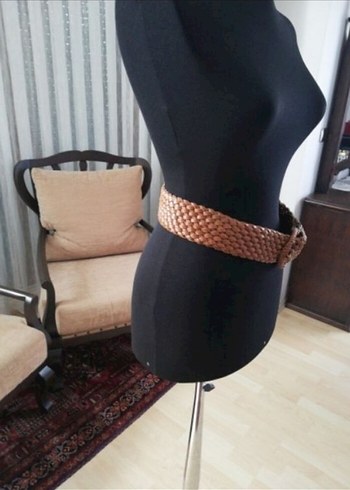 Kahverengi Deri Bohem Örgülü Kemer - Görsel 5