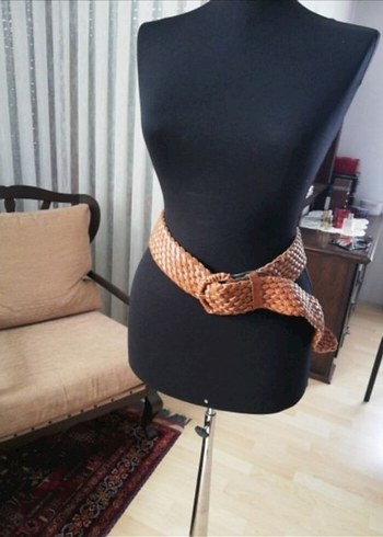 Kahverengi Deri Bohem Örgülü Kemer - Görsel 2