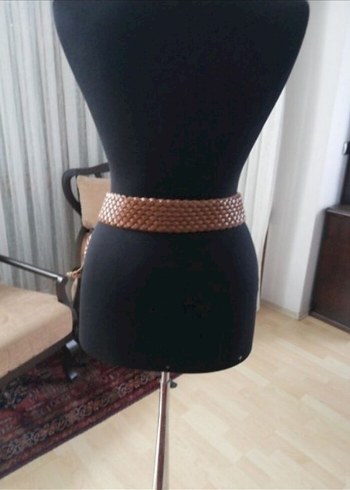 Kahverengi Deri Bohem Örgülü Kemer - Görsel 3