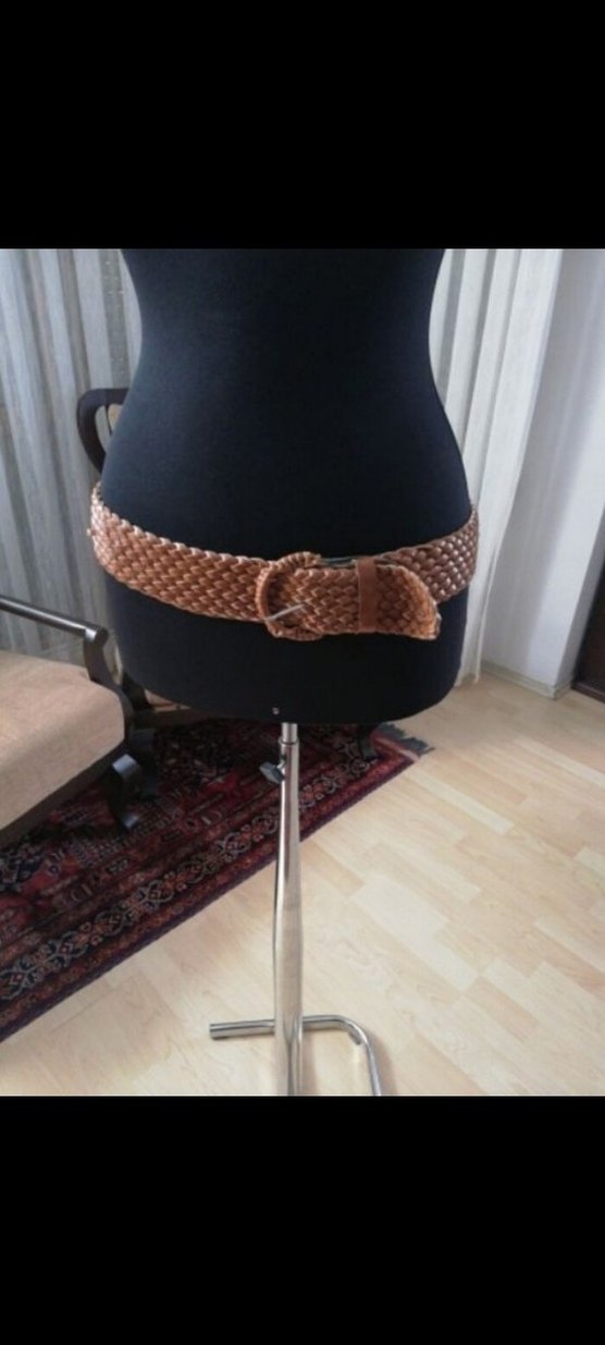 Kahverengi Deri Bohem Örgülü Kemer - Görsel 4