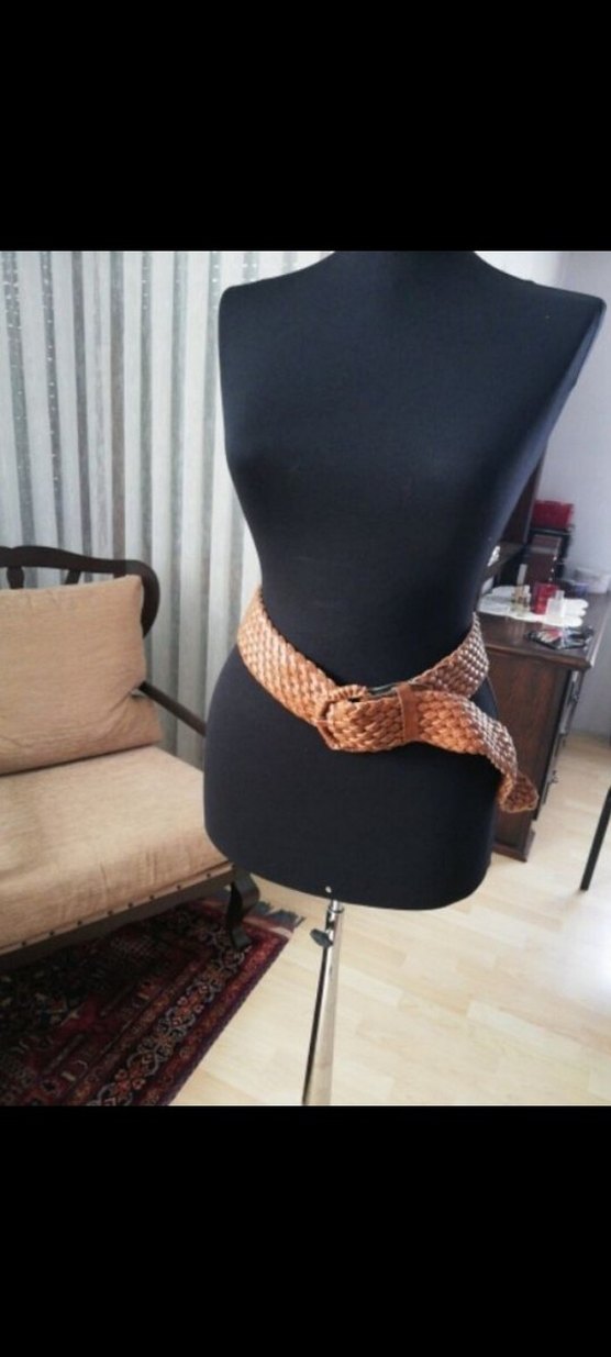 Kahverengi Deri Bohem Örgülü Kemer - Görsel 2