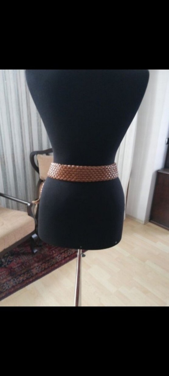 Kahverengi Deri Bohem Örgülü Kemer - Görsel 3