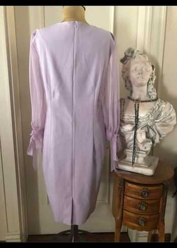 Lila  Uzun swarovski detaylı Abiye Elbise - Görsel 5