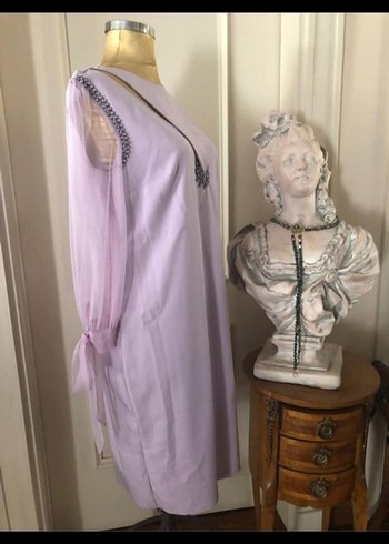 Lila  Uzun swarovski detaylı Abiye Elbise - Görsel 2