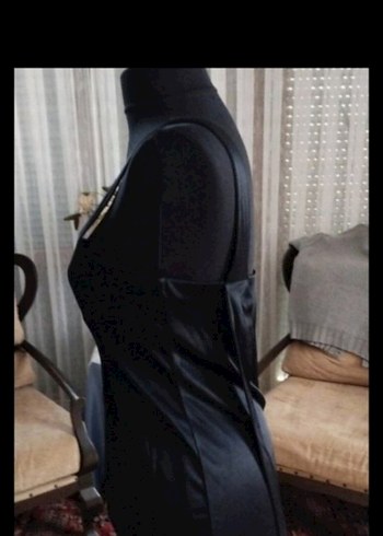 Siyah Straplez Midi Kemerli Gotik Elbise - Görsel 4