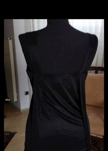 Siyah Straplez Midi Kemerli Gotik Elbise - Görsel 2