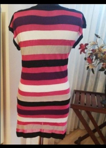 Bohem Kelebek Desenli V Yaka Triko Elbise - Görsel 4