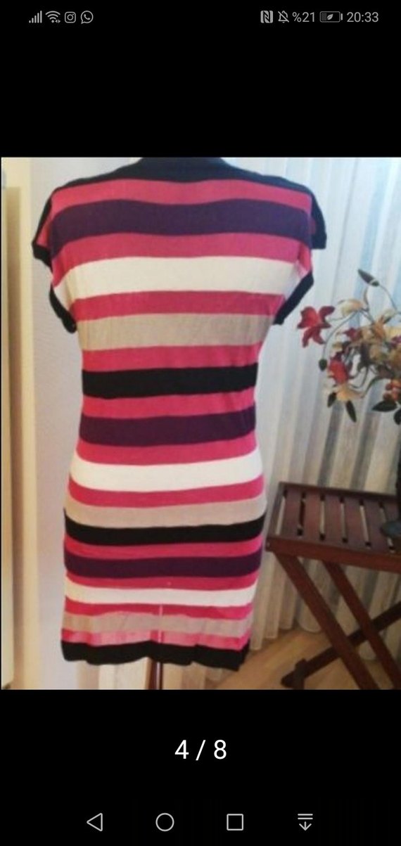 Bohem Kelebek Desenli V Yaka Triko Elbise - Görsel 4