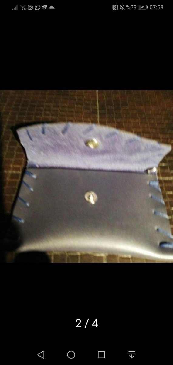 Bohem Nakışlı Mavi Deri Anahtarlık - Görsel 2