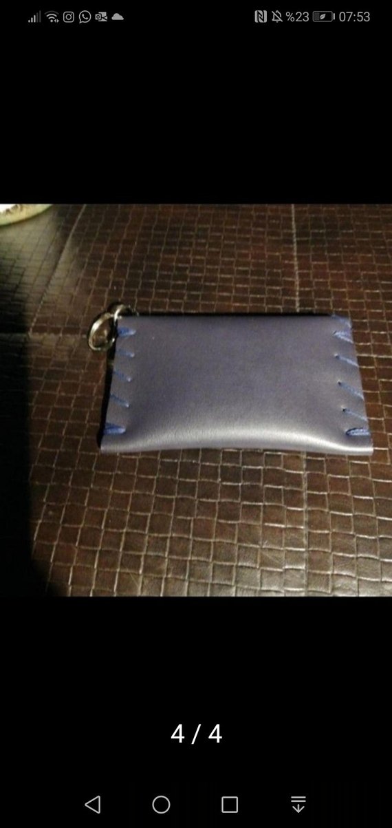 Bohem Nakışlı Mavi Deri Anahtarlık - Görsel 4