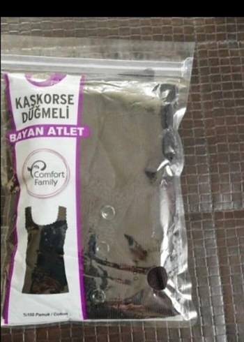 Düğmeli Siyah Kadın Atlet Dantel detaylı