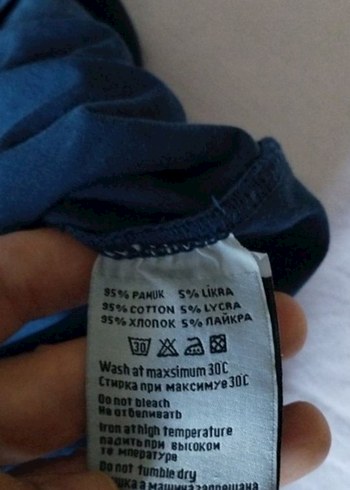 Gri Baskılı Kısa Kollu Denim Tişört - Görsel 7