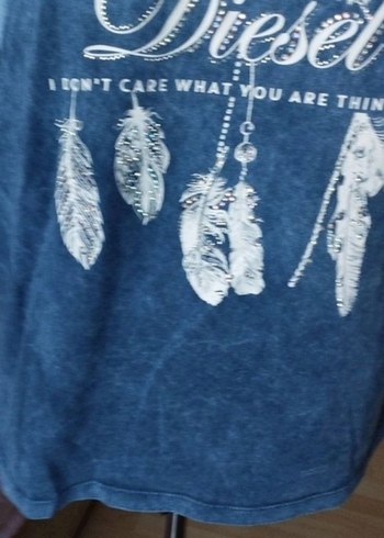 Gri Baskılı Kısa Kollu Denim Tişört - Görsel 3