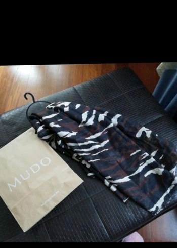 MUDO Kahverengi Zebra Desenli Atkı