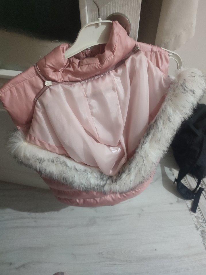 Pembe Kürklü Kolsuz Yelek 146-152cm 12-16 yaş - Görsel 2