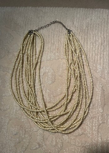 Beyaz Boncuklu Uzun Bohem Kadın Kolye - Görsel 2