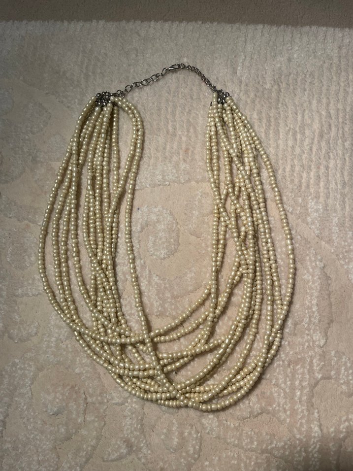 Beyaz Boncuklu Uzun Bohem Kadın Kolye - Görsel 2