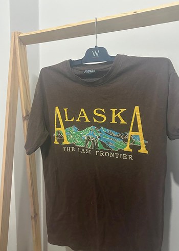 Alaska Baskılı Kahverengi Tişört
