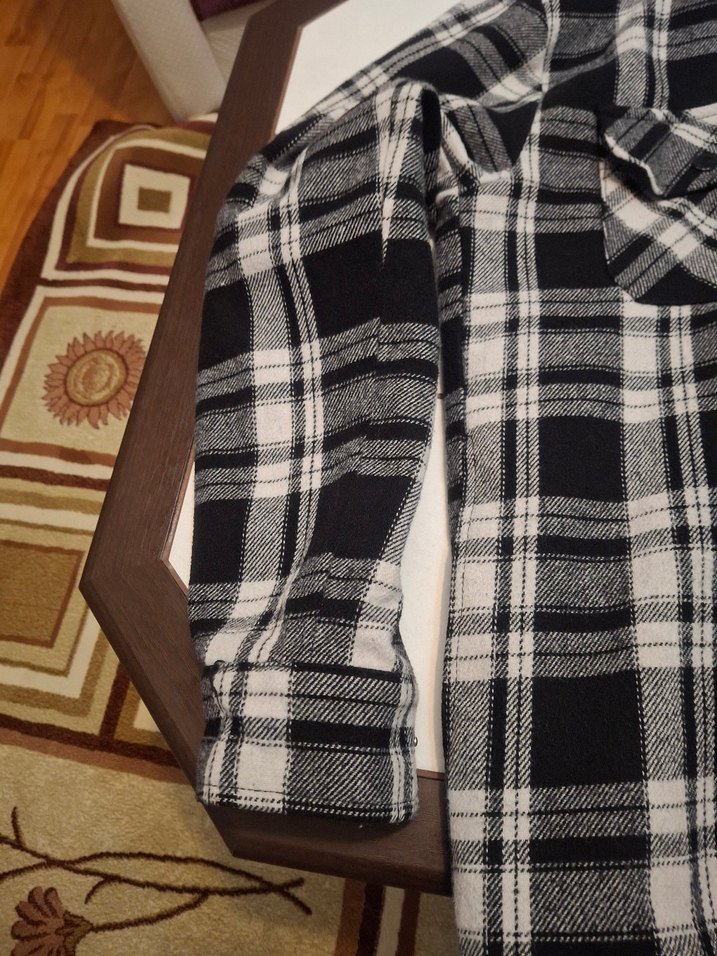 Gri Kareli Uzun Kollu Erkek yada Kadın kaban ceket vesaire . - Görsel 4