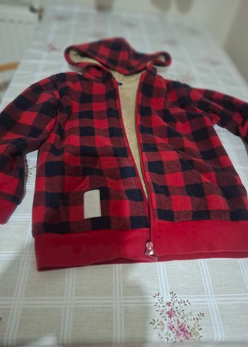 Düğmeli Kırmızı Ekose çocuk ceketi uniseks - Görsel 2