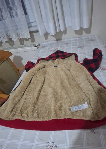 Düğmeli Kırmızı Ekose çocuk ceketi uniseks - Görsel 4