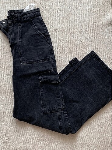 Siyah kargo jean pantolon
