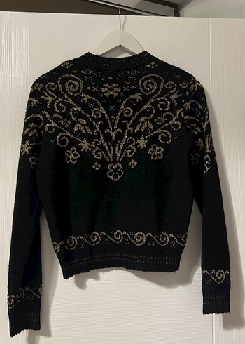 Nakışlı Siyah Örgü Kadın Kazak - Görsel 3