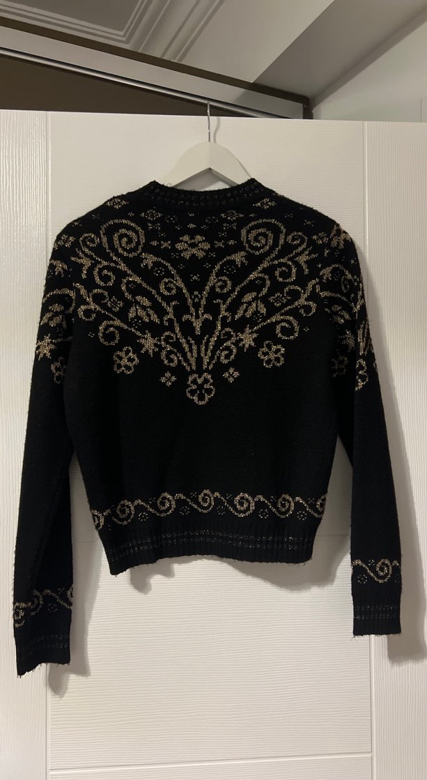 Nakışlı Siyah Örgü Kadın Kazak - Görsel 3