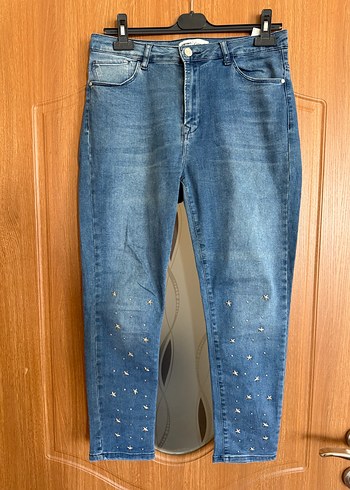 Koton paça detaylı Mavi Kadın Denim Pantolon