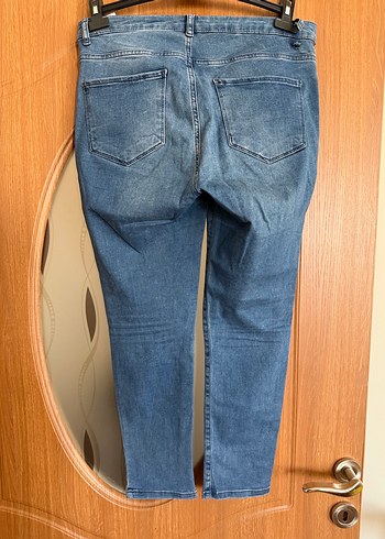 30 Beden mavi Renk Koton paça detaylı Mavi Kadın Denim Pantolon