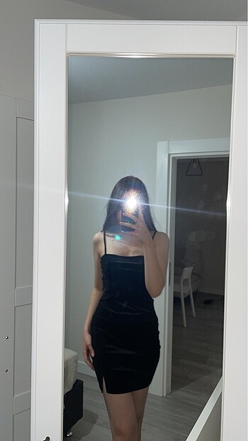 H&M Siyah Kadife Elbise