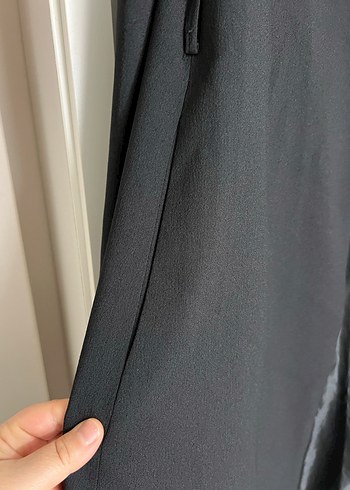 Uzun Siyah Kadın Ofis ceket - Görsel 5