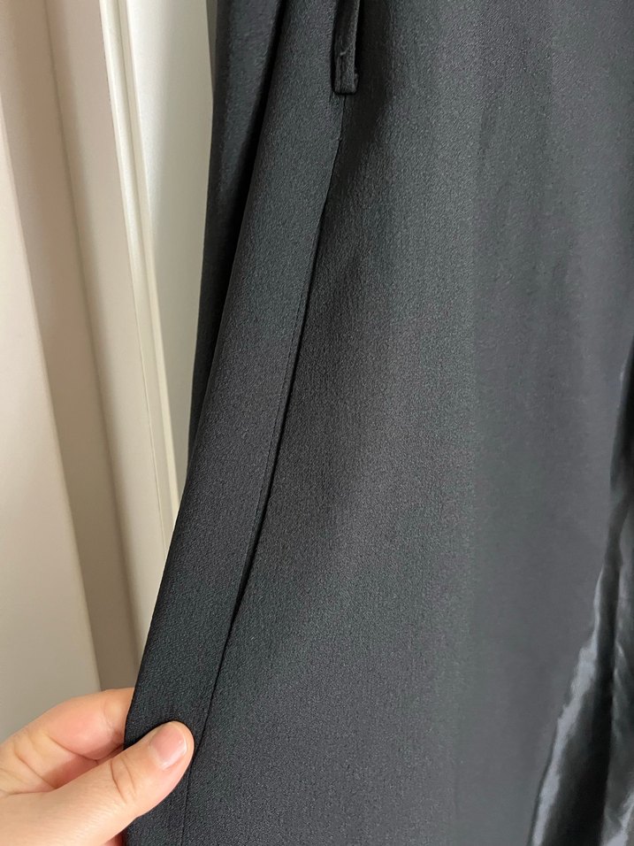 Uzun Siyah Kadın Ofis ceket - Görsel 5