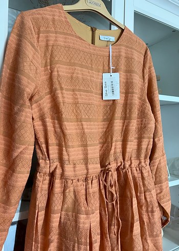 Turuncu Uzun Bohem Elbise - Görsel 2