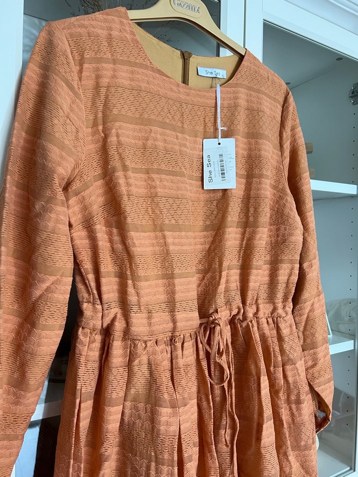 Turuncu Uzun Bohem Elbise - Görsel 2