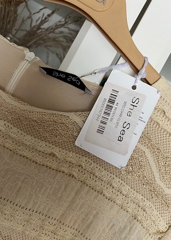 Bej Dantel Detaylı Bohem Uzun Elbise - Görsel 2