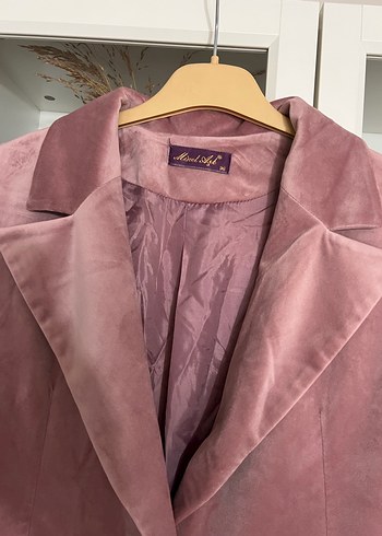 Pembe kadife Kadın Uzun Yelek - Görsel 3