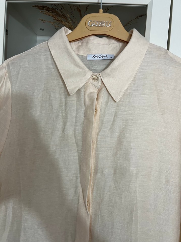 Bej Uzun Keten Kadın Elbise - Görsel 4